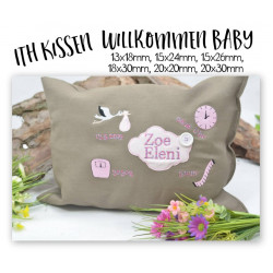 Stickdatei - ITH Kissen Willkommen Baby